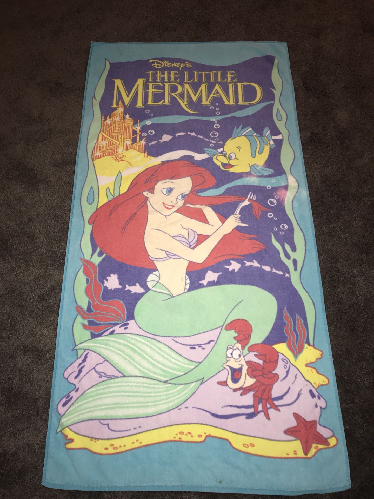 Vintage Disney's The Little Mermaid pre-owned towel from 1990's