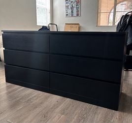 Black 6-Drawer Double Dresser