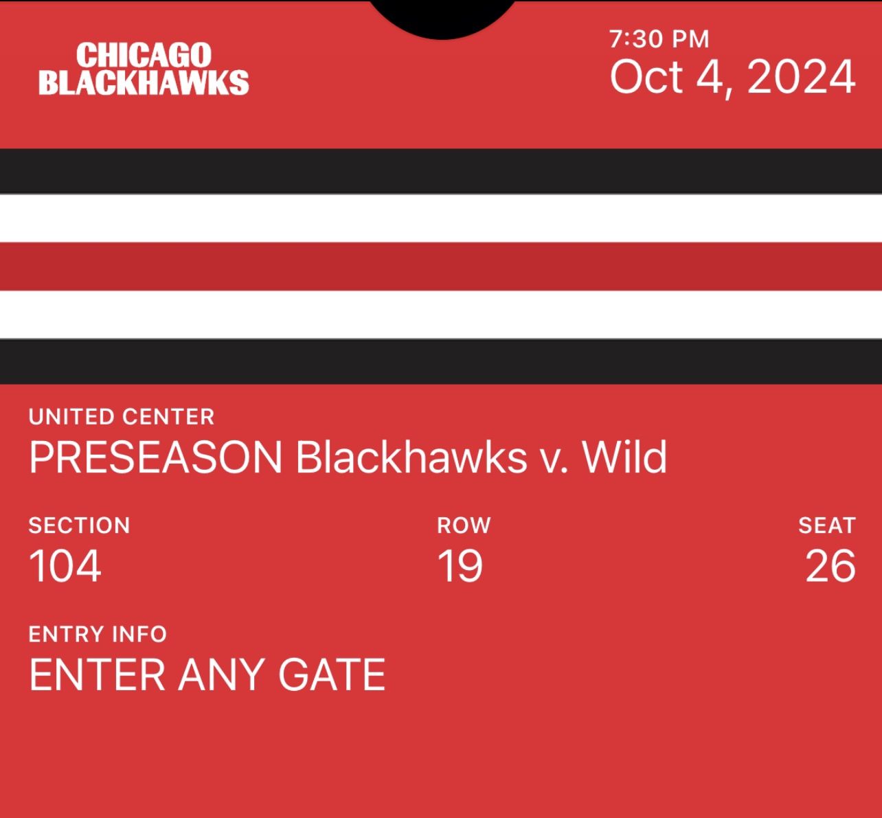 2 Tickets For Fridays Blackhawks Game Vs Wild