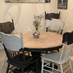 Vintage Dining room Table W/ 5 Chairs Refinished