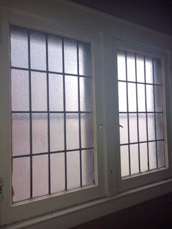 Vintage Leaded Frosted Glass Windows 100 Years Old 24 X 37