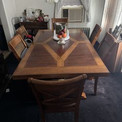 Six Foot Long Six Seat Hardwood Dinning Table