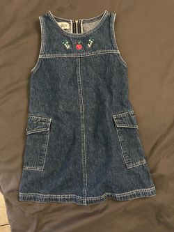 cc bates Girls Denim Jumper Dress Vintage Size 6