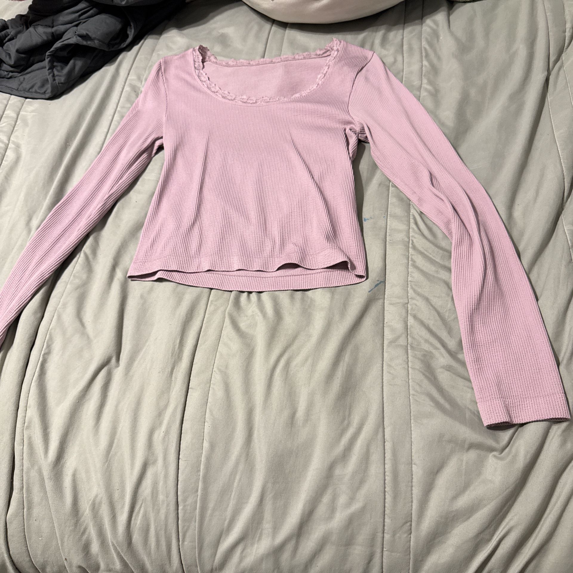 Purple Long Sleeve Crop Top