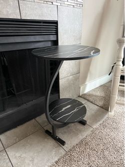 Black Marble Look 2-Tier Side Table (New)
