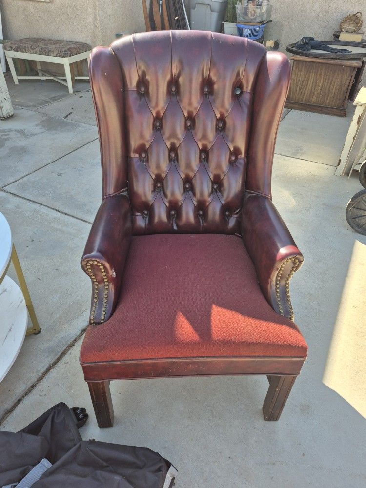 Burgundy Leather Armchair 