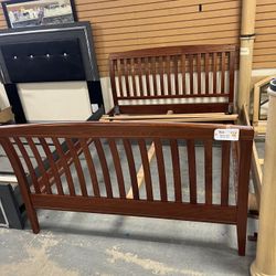 Brown Wood Queen Size Bed Frame (in Store)