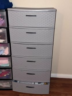 6-Drawer Plastic Storage Dresser Gray