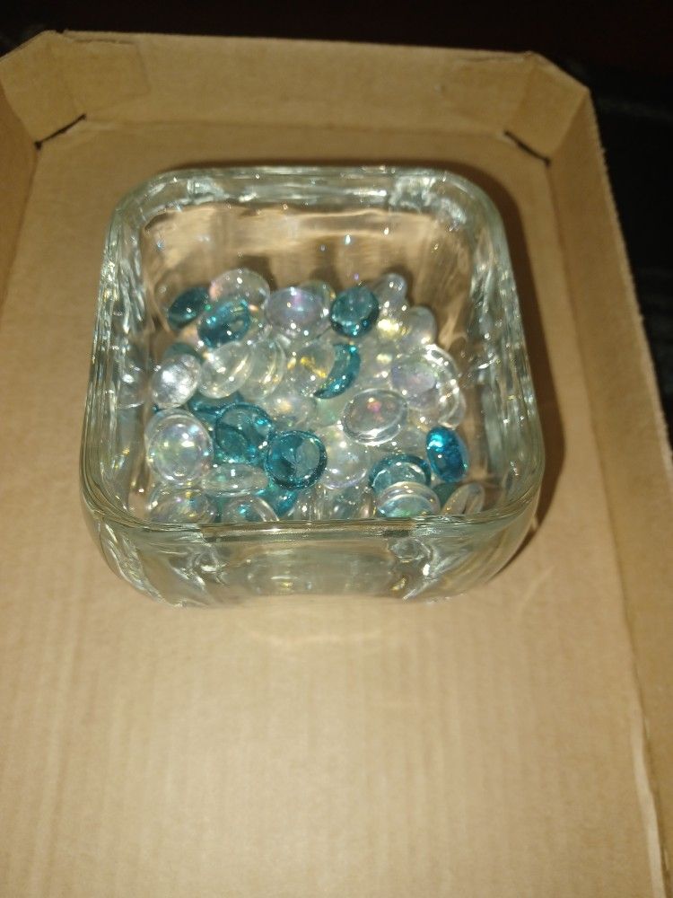Decor Square Crystal (w flat Multi Color beads)