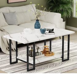 Marble Coffee Table, faux Marble 40 Inch