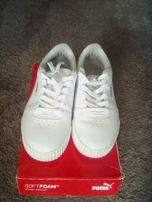 Puma Carina Shoes Junior Size 6C White Iridescent Sneakers