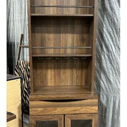 Wood Bar Cabinet with wine storage and Hutch