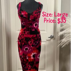 Fuchsia Floral Print 2-Piece skirt Set