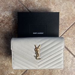 YSL CLASSIC CASSANDRE CHAIN WALLET “Blanc Vintage”