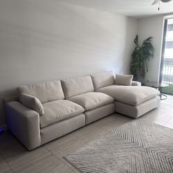 NEW Beige Linen Cloud Couch Sectional