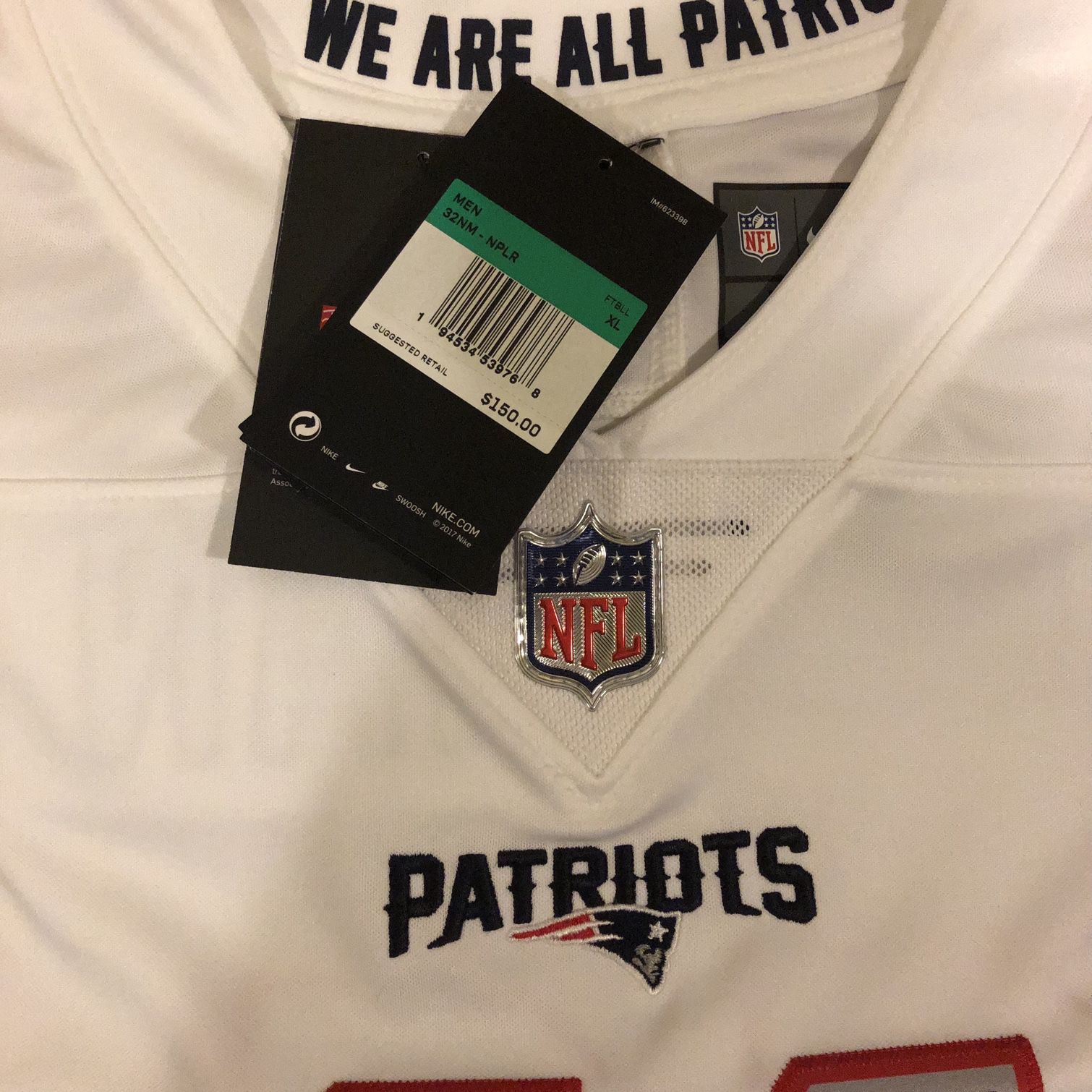 New England Patriots, New With Tags Stitched Jersey. EDLEMAN. Size:XL