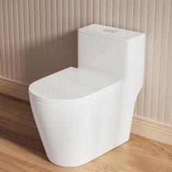 Wholesale toilets。Elongated One-Piece ADA Comfort Height Toilet, Dual Flush 1.1/1.6 GPF, 12" Rough-In, White