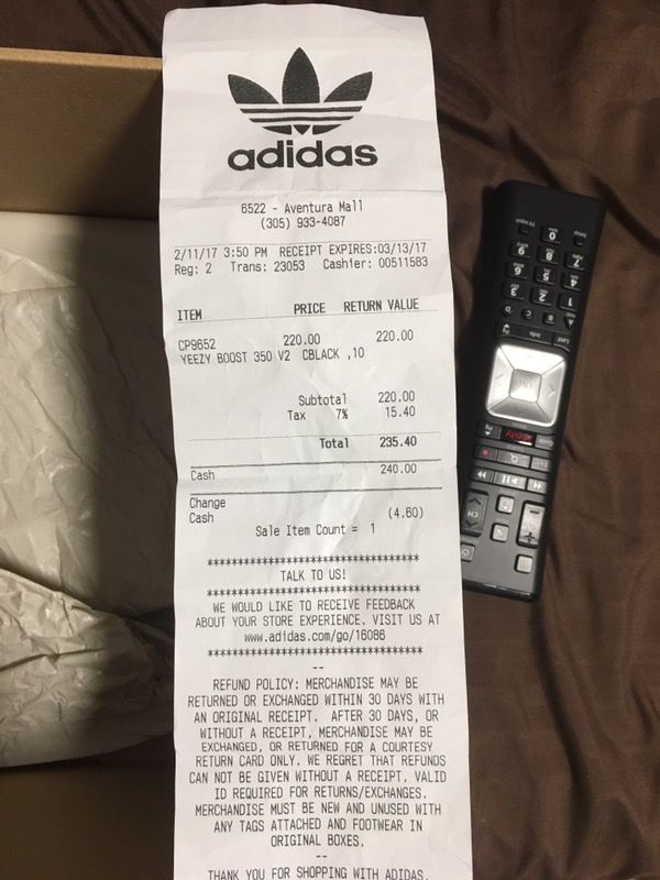 Receipt Yeezy Bred Stores Adidas Yeezy Boost 350 V2 BRED Sz 10