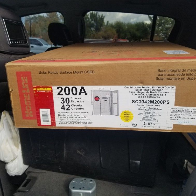 200 Amp Square D Panel Solar Rated Bottom Feef