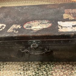 AMAZING Antique Louis Vuitton Suitcase-Leather, Wood, Brass As Found