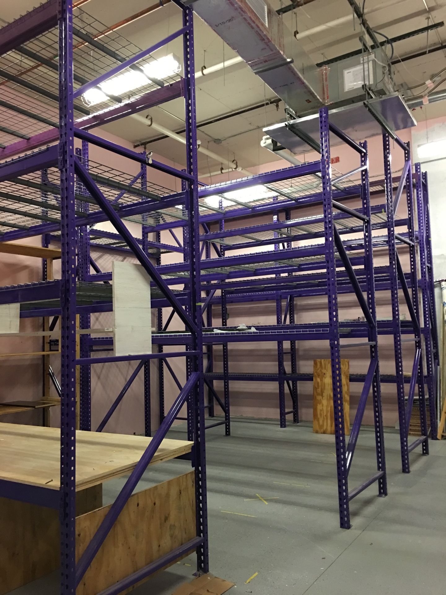 Warehouse 14 foot high Purple Metal Pallet Racks Storage Shelves for 1000 square feet space