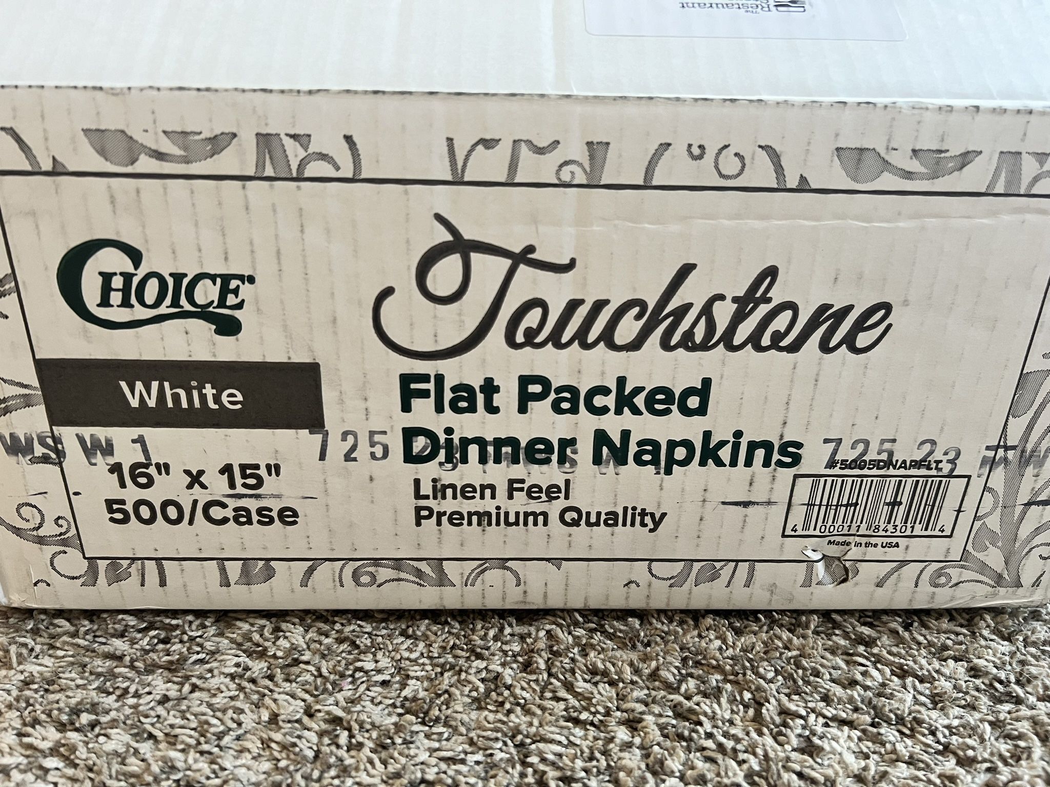 200-250 White Linen Feel Napkins