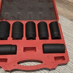 7 piece 1/2" front wheel drive axel nut socket set 