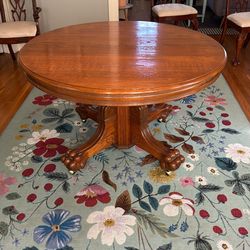 One Of A Kind Oak Ball And Claw Table