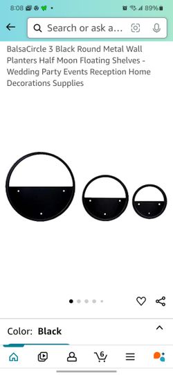 Black Metal Round Wall Shelves, Set Of 3