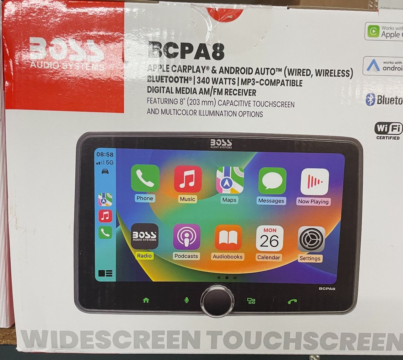 BOSS Audio Systems BCPA10 Single DIN Car Stereo Wireless Apple CarPlay, Wireless Android Auto, 10.1 Inch Touchscreen, Bluetooth, AM/FM Radio Receiver