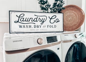 Huge vintage farmhouse Laundry Co. – Wash, Dry & Fold Wall Sign