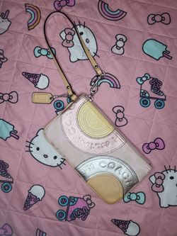Coach Pink Beige Tan Wristlet