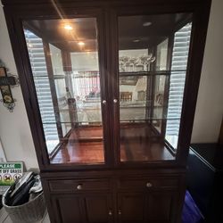 Brown 2 piece Bar cabinet (SEND OFFERS)