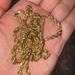 14K Solid Yellow Gold Diamond Cut Rope Chain 