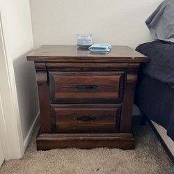2 Solid Wood 2 Drawer Nightstand 