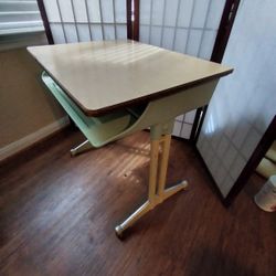 Vintage School Desk With American Seating CO. CLASSMATE. ADJESTS FROM 21"-29" Tall. Wooden Table Top