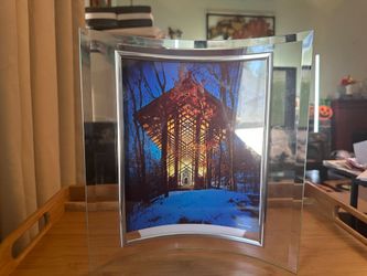Curved Glass Picture Frame Silver Metal