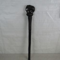 African Elephant Hand Crafted Ebony Wood Folk Art Staff 22" Length


