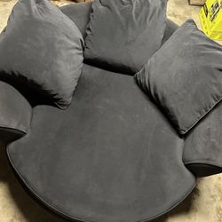 Oversized 60″ Round Chaise Lounge Chair – Plush Upholstered Lounge Seat