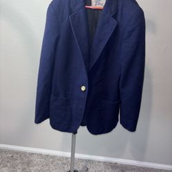 Vintage Burberry Blue Coat With Notched  Lapels