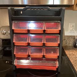Organizer For Supplies-garage, Crafts, Etc. - Preowned With Divided Sections With Handle For Portability If Desired. Wall Mountable 