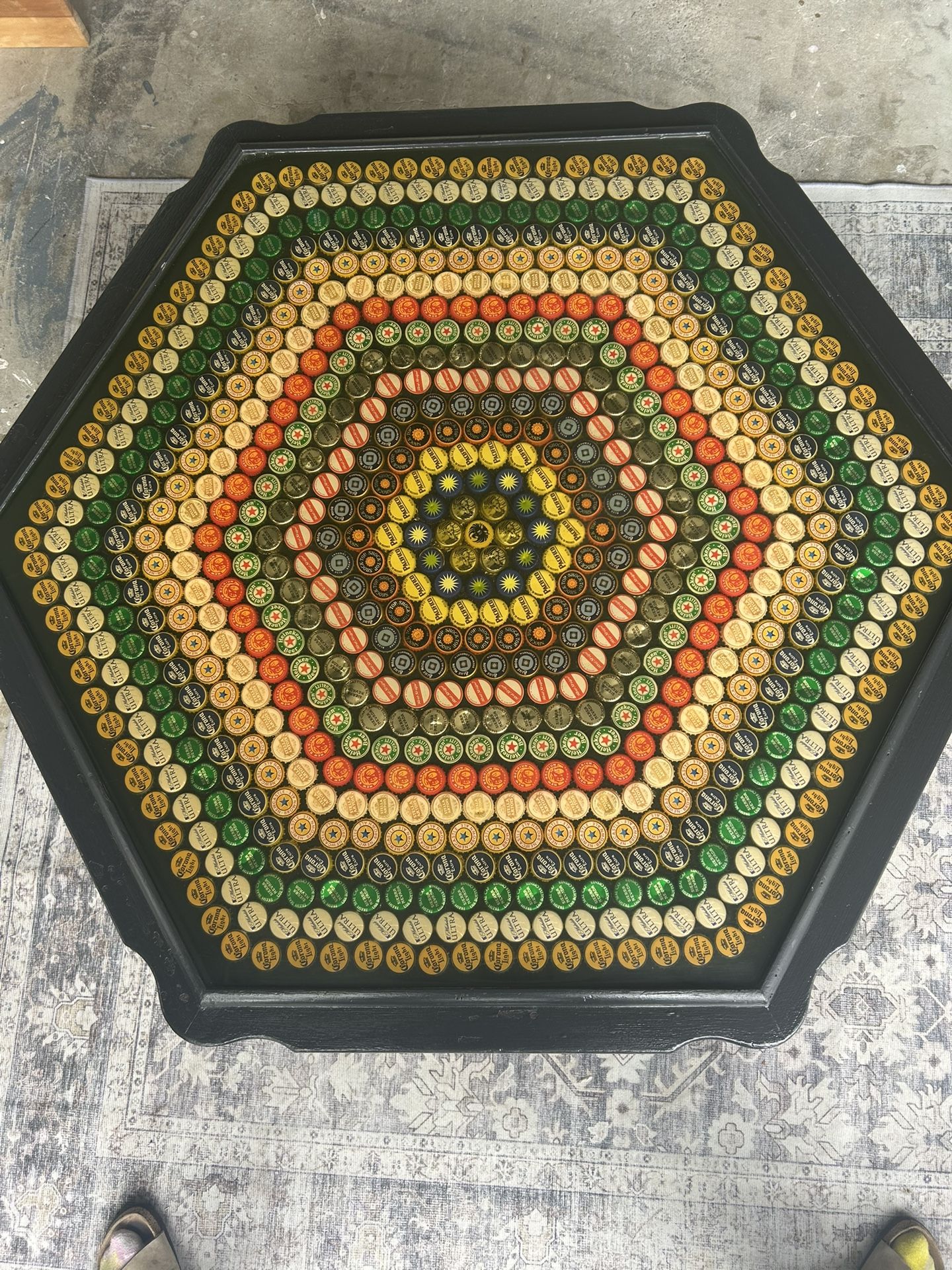Custom Bottle Cap Epoxy Coffee Table