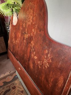 Handpainted Wooden Headboard And Frame