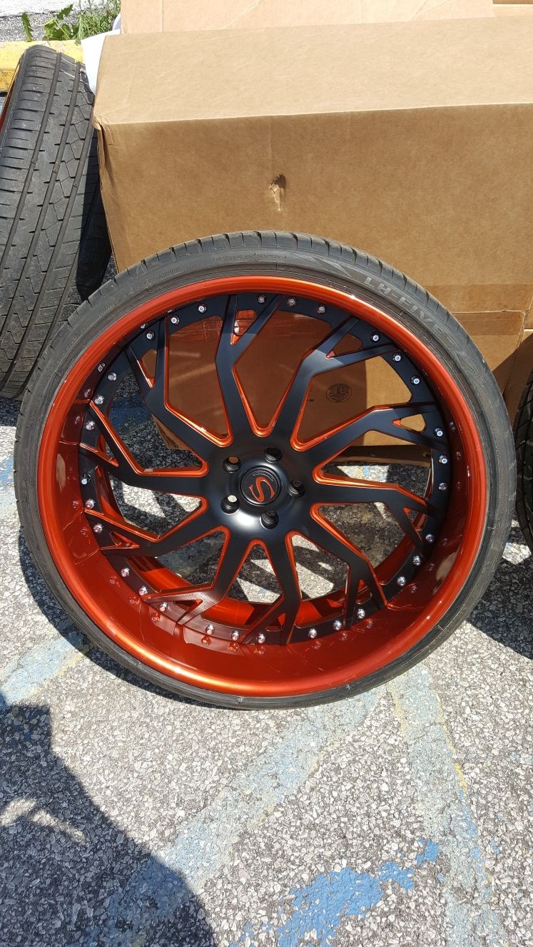 24" savini wheels on tires (3 piece)