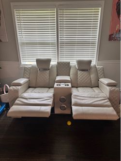 White/ cream leather couches