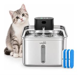Cordless Cat Water Fountain Stainless Steel Motion Sensor 3.5L 5000mAh Rechargeable Battery, Timed, Continuous & Motion-Activated Flow Modes for Picky