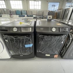 Maytag 4.5 cu. ft. Front Load Washer in Volcano Black And Dryer Electric 7.3 Cu Ft