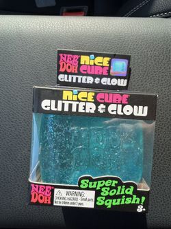 NeeDoh Nice Cube Glitter and Glow Squishy Fidget Toy