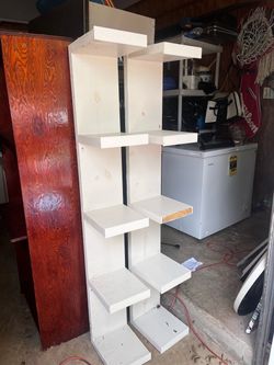 White Wood Staggered Bookshelf Tower