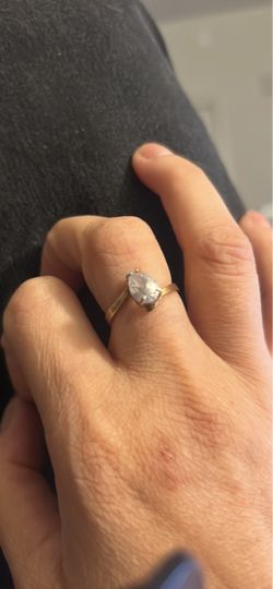 Gold Solitaire Ring with Pear Stone